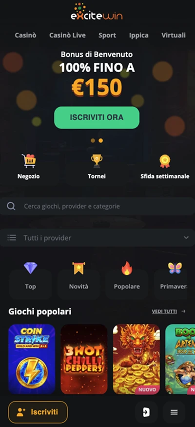 ExciteWin accesso mobile e app
